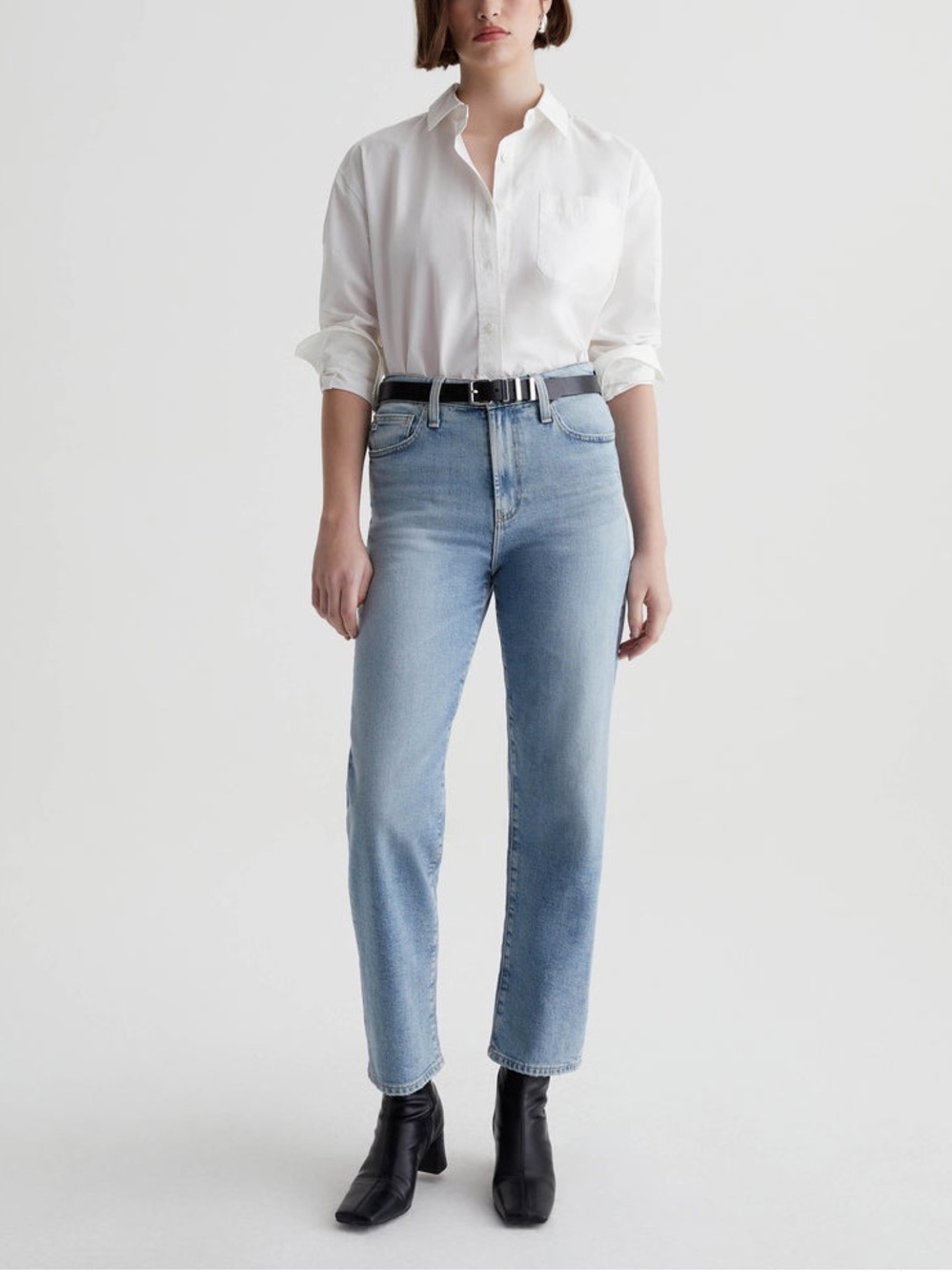 AG Adriano Goldschmied Rian High Rise Straight Leg Light Blue Jeans